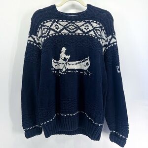 Vintage Ralph Lauren Polo Sport Sportsman RL 67’ Hand Knit Chunky Canoe Sweater